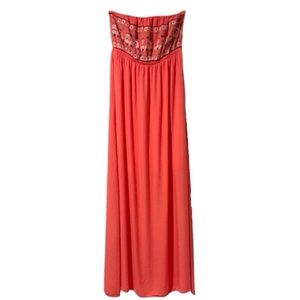 Ya Los Angeles Coral Strapless Long Maxi Dress